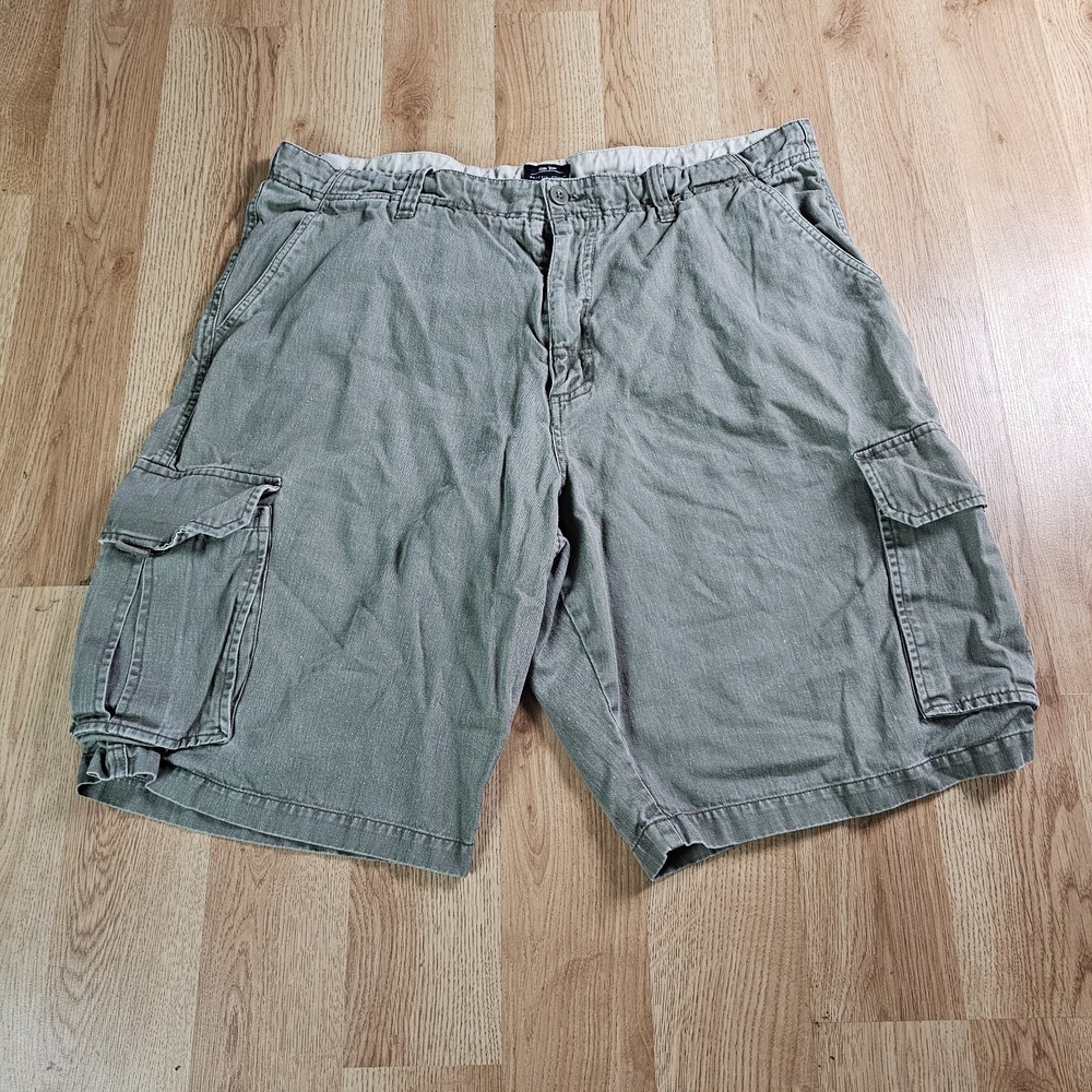 Bailey's Point Cargo Shorts Mens 38 Green Ramie Cotton Utility Outdoor Relaxed